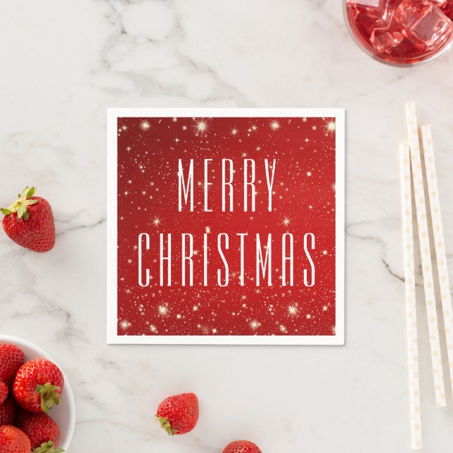Einfache moderne MERRY CHRISTMAS Red White Serviette (Beispiel)
