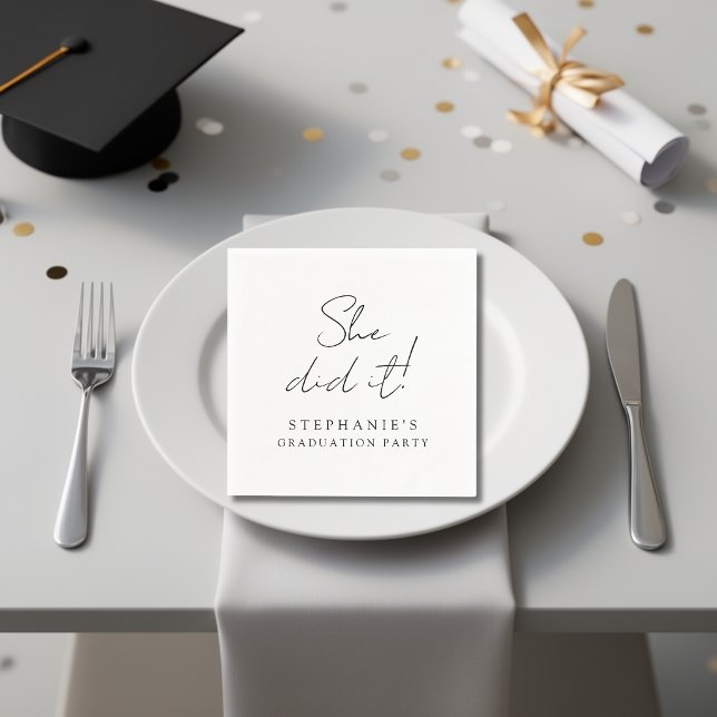 Einfache moderne Minimal-Abschlussfeier Sie hats g Serviette (Von Creator hochgeladen)