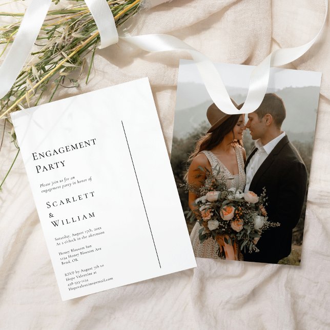 Einfache, moderne Minimal Foto Engagement Party Einladung (Von Creator hochgeladen)