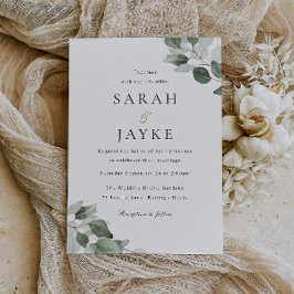 Einfache moderne Minimal Green Leaf Hochzeit Einladung