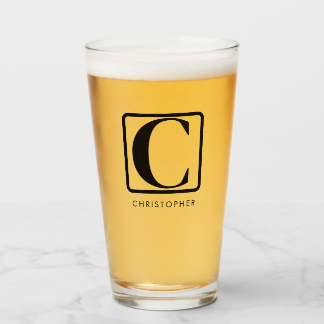 Einfache moderne Minimal Monogram Individuelle Nam Glas (Vorne (Gefüllt))