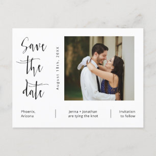 Einfache moderne Minimal-QR-Foto-Code Save the Dat Postkarte