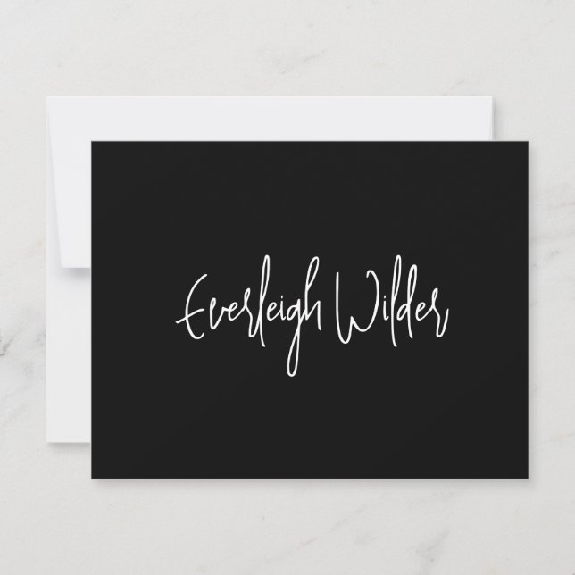 Einfache moderne Minimal-Script Typografie Schwarz Mitteilungskarte (Vorderseite)