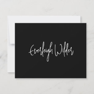 Einfache moderne Minimal-Script Typografie Schwarz Mitteilungskarte