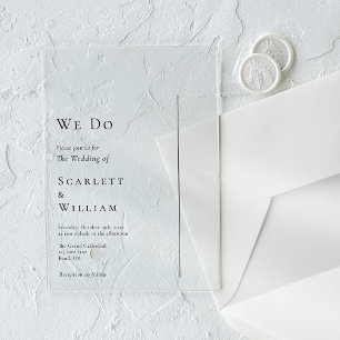 Einfache moderne minimale Wir heiraten Hochzeit Acryleinladungen