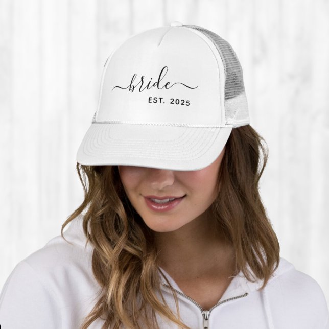 Einfache moderne, minimalistisch elegante Schrift  Truckerkappe (Simple modern minimalist elegant script Bride Trucker Hat
)