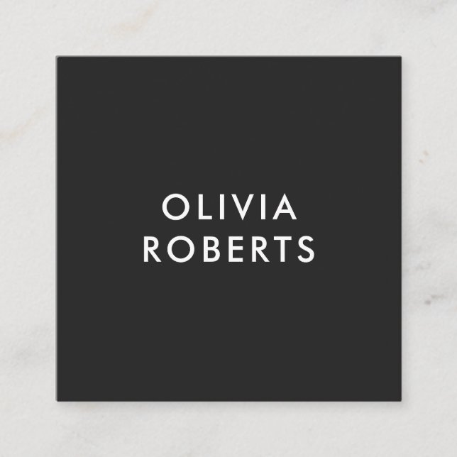Einfache moderne Minimalistisch Matte Black Quadratische Visitenkarte (Vorderseite)