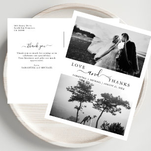 Einfache moderne Minimalistische 2-Foto Hochzeit V Postkarte
