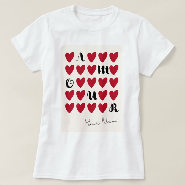 Einfache moderne Minimalistische Amour Valentine T T-Shirt (Design vorne)