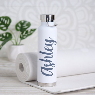 Einfache moderne Minimalistische Blaue Mit Monogra Trinkflasche