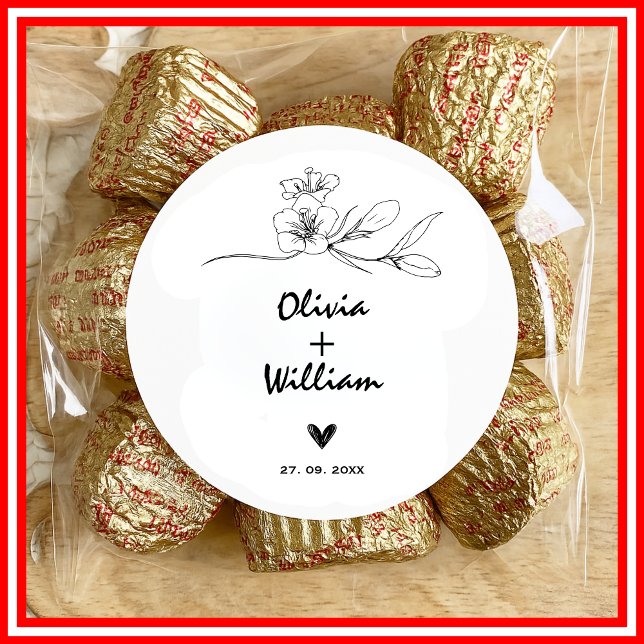 Einfache moderne Minimalistische Elegante Blume Ho Runder Aufkleber (Von Creator hochgeladen)