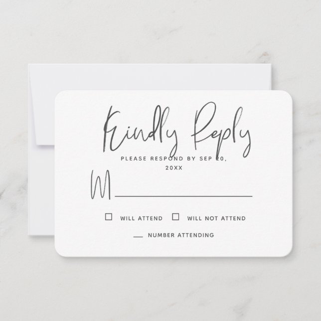 Einfache moderne Minimalistische Erinnerungen Gede RSVP Karte (Vorderseite)