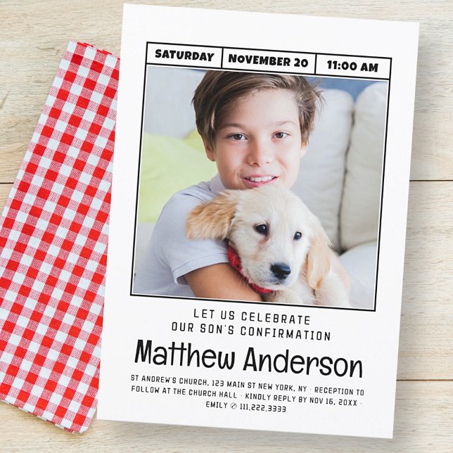 Einfache moderne Minimalistische Foto erste Bestät Einladung (Von Creator hochgeladen)