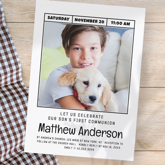 Einfache moderne Minimalistische Foto First Commun Einladung (Von Creator hochgeladen)