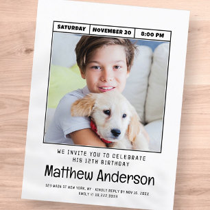 Einfache moderne minimalistische Foto-Geburtstagsf Postkarte