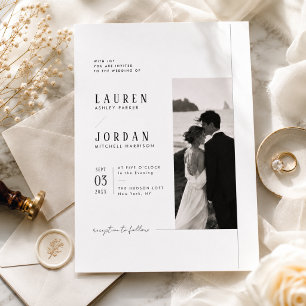 Einfache moderne minimalistische Foto-Hochzeit Einladung