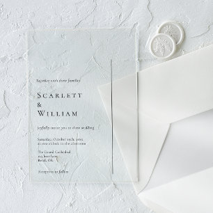 Einfache moderne minimalistische Hochzeit Acryleinladungen