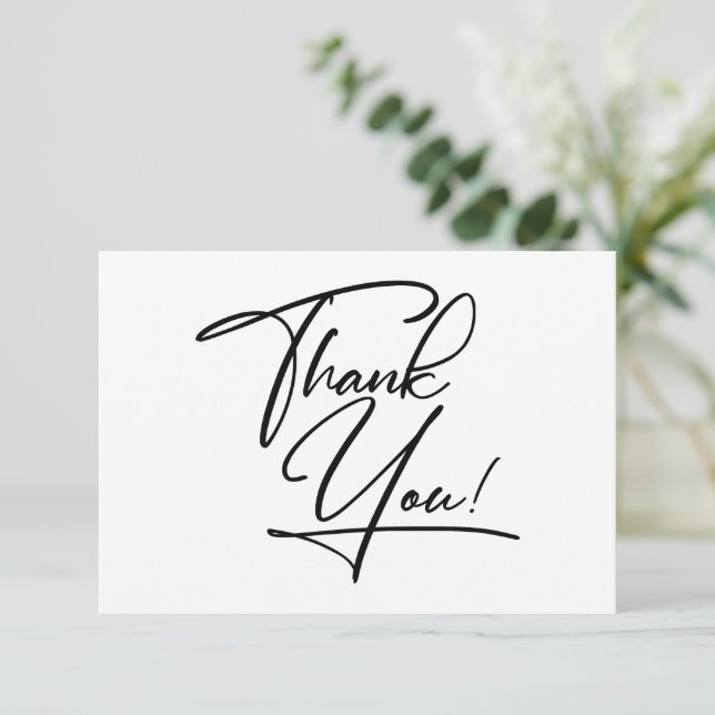 Einfache moderne Minimalistische Hochzeit Dankesch Dankeskarte (Stehend Vorderseite)