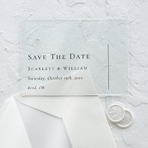 Einfache moderne minimalistische Hochzeit Flach Sa Acryleinladungen