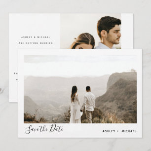 Einfache moderne Minimalistische Hochzeit mit 2 Fo Save The Date