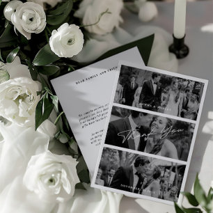 Einfache moderne Minimalistische Hochzeit mit 3 Fo Dankeskarte