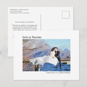 Einfache moderne minimalistische Hochzeitsfoto Lie Postkarte