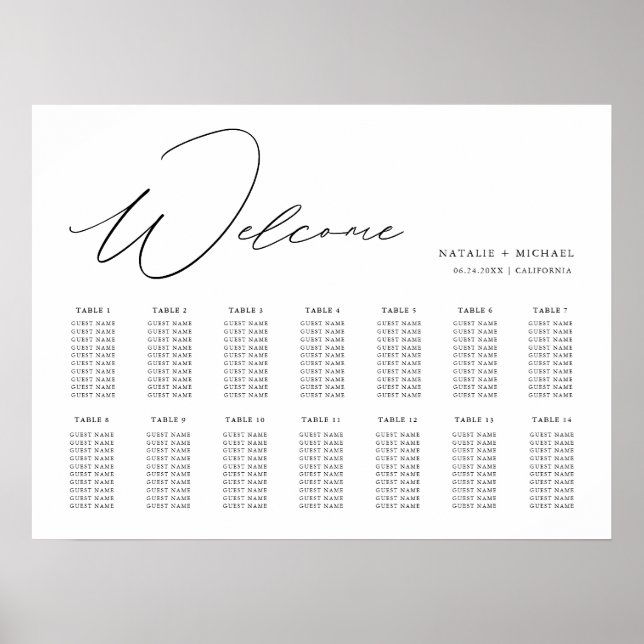Einfache moderne Minimalistische Hochzeitskarte Poster (Vorne)