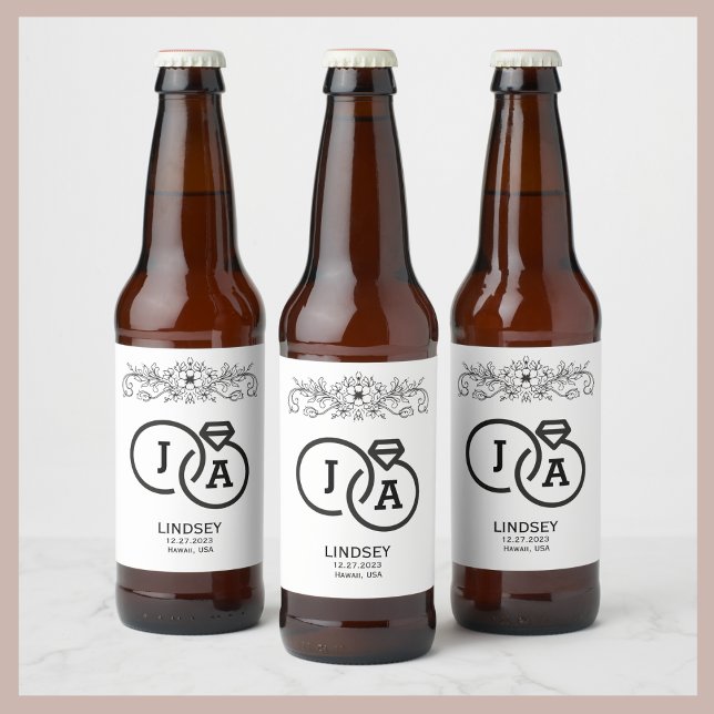 Einfache moderne Minimalistische Hochzeitsklassik Bierflaschenetikett (Elegant Modern Bottle Label)