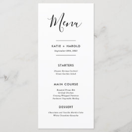 Einfache moderne Minimalistische Hochzeitsmenüs Menükarte