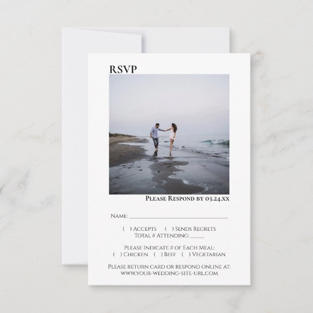Einfache moderne Minimalistische Künstlerische Fot RSVP Karte (Vorderseite)