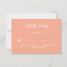 Einfache moderne Minimalistische Peach Wedding RSV RSVP Karte