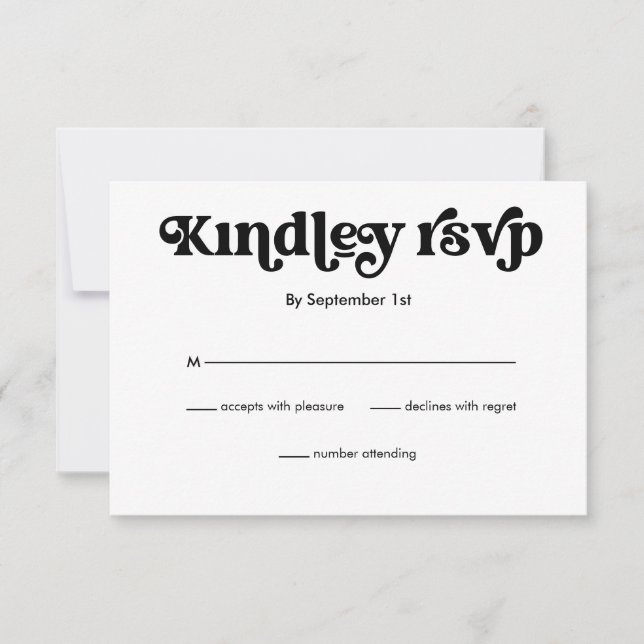 Einfache moderne Minimalistische Retro-Hochzeitkar RSVP Karte (Vorderseite)