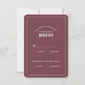 Einfache moderne Minimalistische RSVP-Karte im Mar RSVP Karte