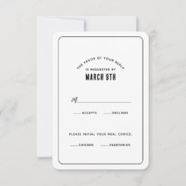 Einfache, moderne Minimalistische RSVP-Karte RSVP Karte
