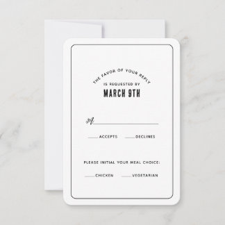 Einfache, moderne Minimalistische RSVP-Karte RSVP Karte