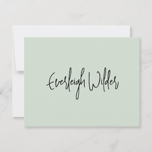 Einfache moderne Minimalistische Schriftzeichen Gr Mitteilungskarte (Vorderseite)