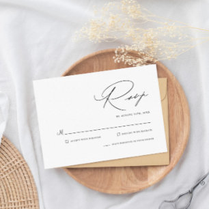Einfache moderne Minimalistische Schwarz-Weiß-Hoch RSVP Karte