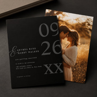 Einfache moderne minimalistische schwarze Hochzeit Einladung
