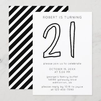 Einfache moderne Minimalistische Streifen zum 21.  Einladung