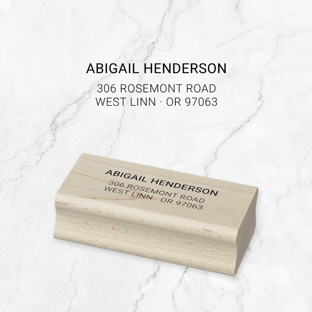 Einfache moderne Minimaltypografie 10 | Holz Gummistempel (Modern minimal typography wooden return address stamp. Create your own!)