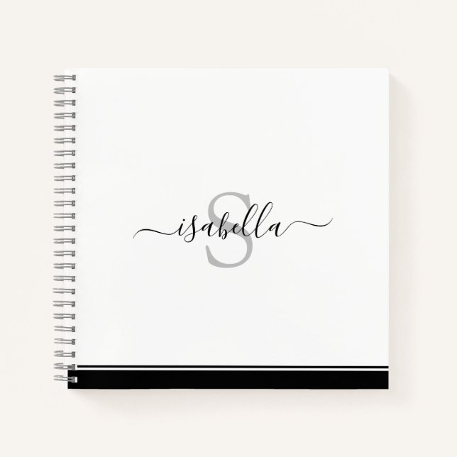 Einfache moderne Mit Monogramm Elegant Notizbuch (Vorderseite)