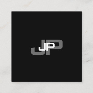 Einfache, moderne Mit Monogramm Schwarz-weiße Vorl Quadratische Visitenkarte