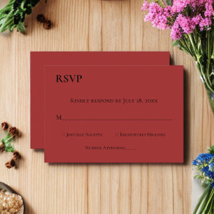 Einfache moderne Mongram Burgundy feierliche Hochz RSVP Karte