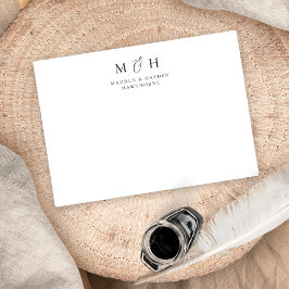 Einfache moderne Monogram Couple Wedding Stationer Mitteilungskarte