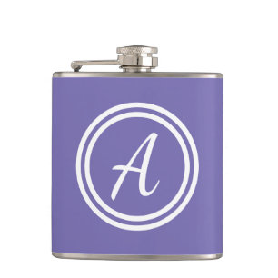 Einfache, moderne Monogram, Initial Lila & White Flachmann