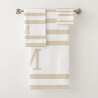 Einfache, moderne Monogramm, Beige gestrichen Badhandtuch Set