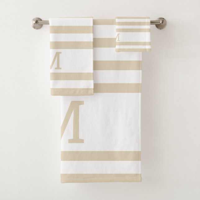 Einfache, moderne Monogramm, Beige gestrichen Badhandtuch Set (Insitu)