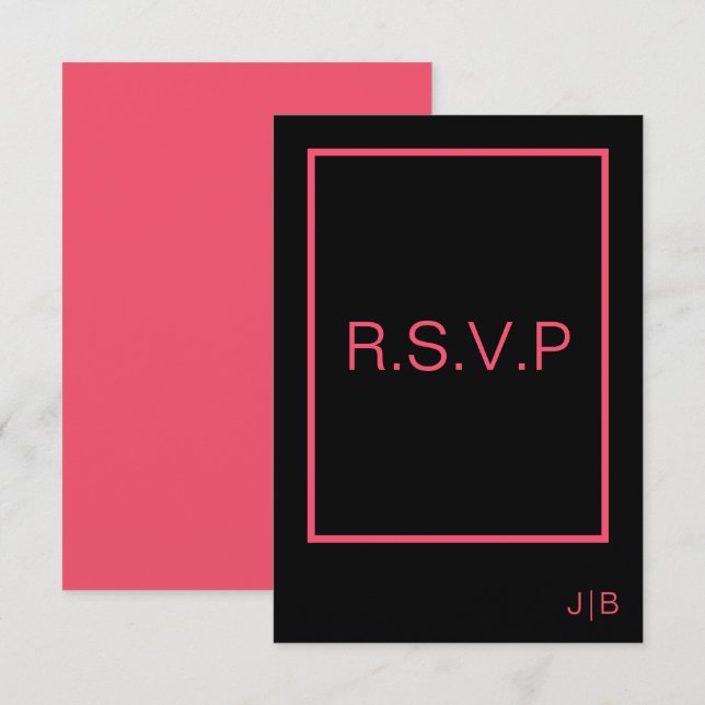 Einfache moderne monogramm Hochzeit RSVP CARD Karte (Vorne/Hinten)