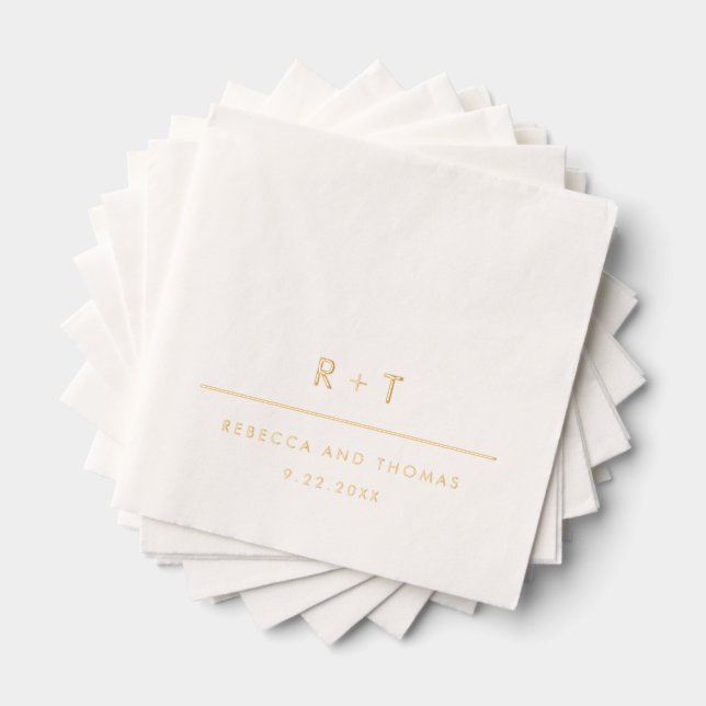 Einfache moderne Monogramm-Hochzeit Servietten Mit Folie (Insitu (Gestapelt))
