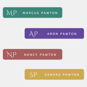 Einfache, moderne Monogramm-Kinder Name Kleidung Etiketten